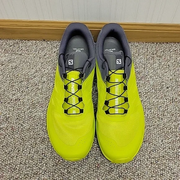 Salomon, Men's Sense Pro 2 Neon Yellow and Dark Gray Trail Shoes, Sz 12.5